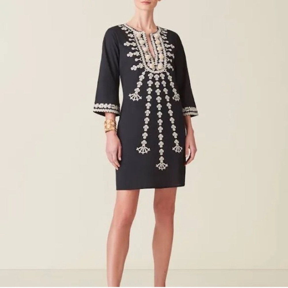 FIGUE Sophie Embroidered Pompom Dress; Size XS